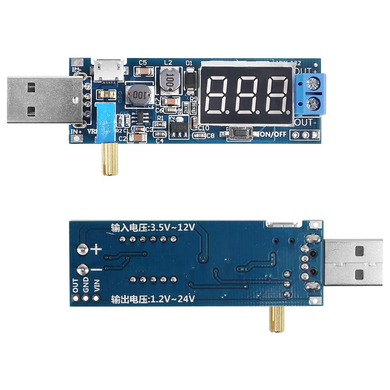 6Pcs USB Buck Boost Converter Set 3.5V-12V to 1.2V-24V DC-DC Step Up Power Supply Module Voltage Regulator Set. 