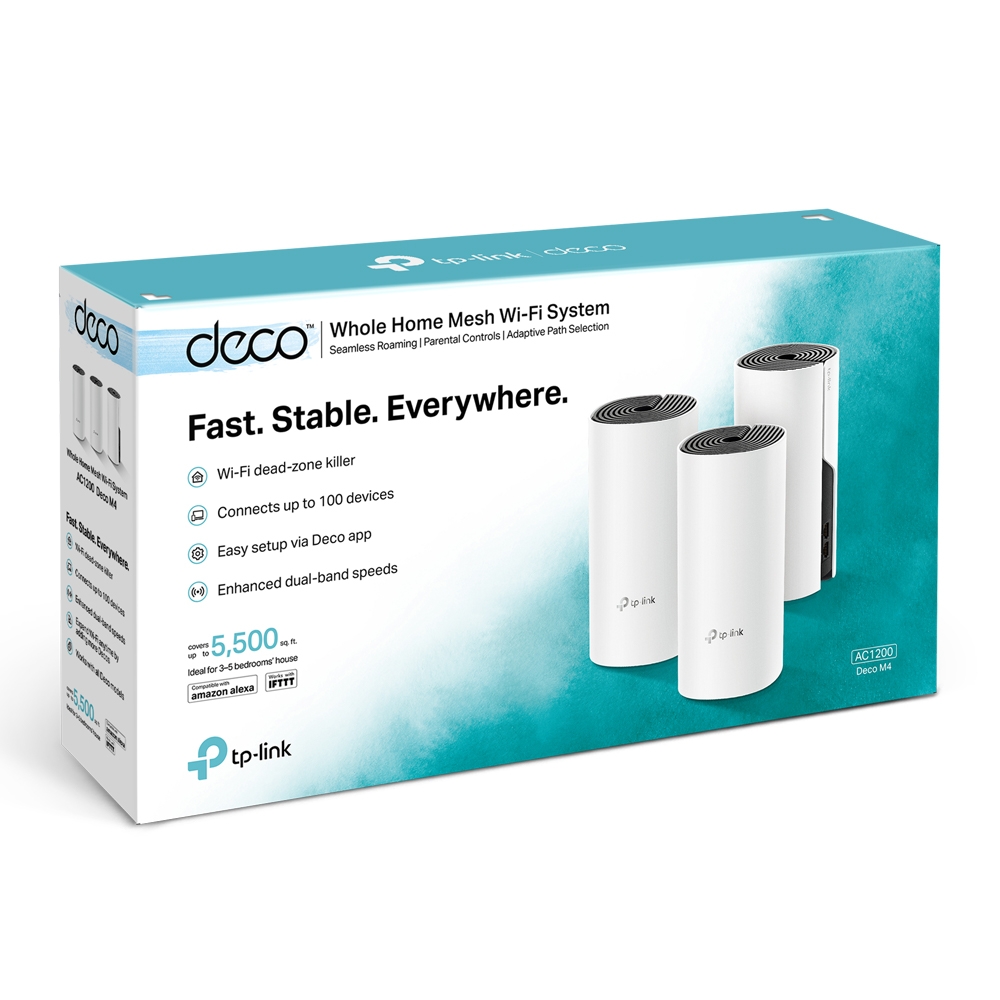 TP-Link Deco M4 AC1200 Whole Home Mesh Router Wi-Fi System (3 Pack). 
