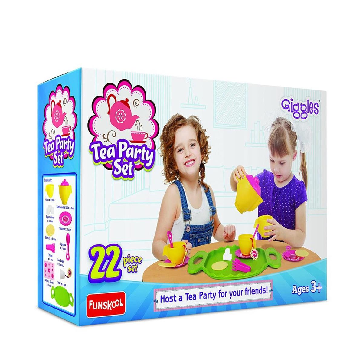 Giggles - Tea Party Set 22 Piece Colourful Pretend and Play  Language and Social Skills Role Play. 