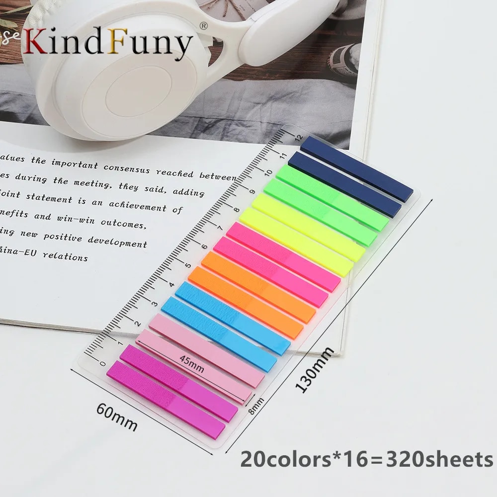 KindFuny 320 Sheets Transparent Sticky Notes Self-Adhesive Posted It Annotation Books Bookmarks Memo Pad Index Tabs Stationery. 