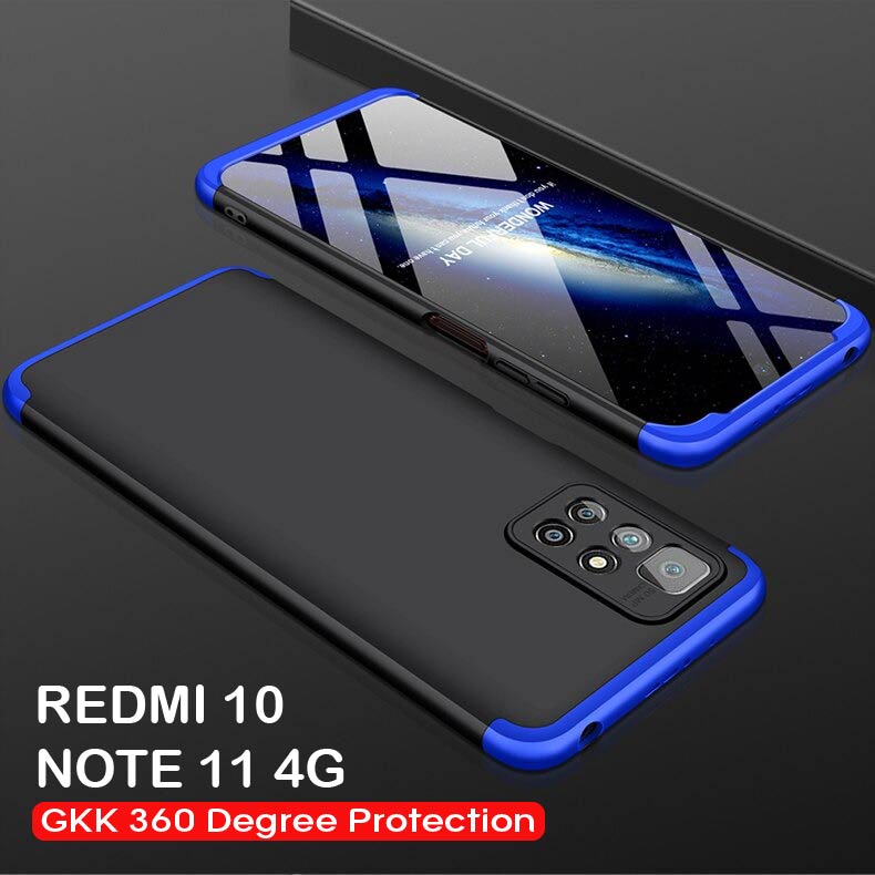 Gkk For Redmi 10 / Redmi Note 11 4G Back Cover Gkk 360 Degree Shockproof Full Protective Anti-Shock Case - Phone Back Cover