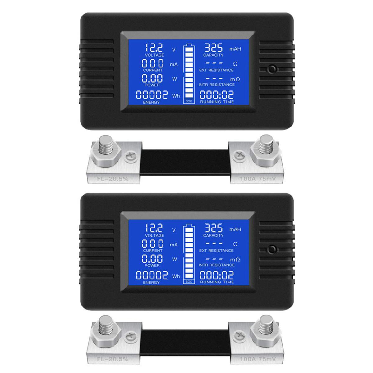 2X DC Multifunction Monitor Meter LCD Display Meter (Widely Applied to 12V/24V/48V RV/Car )