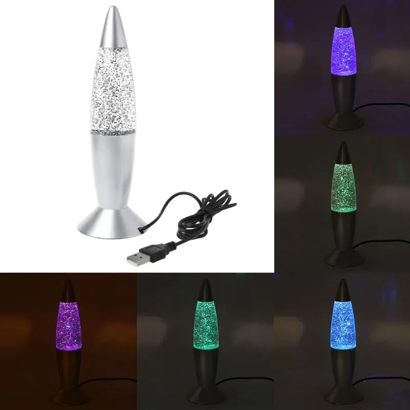 【Hey my home】Brand 1pc 3D Rocket Multi Color Changing Lava Lamp RGB LED Party Mood Night Light Christmas Bedside Night lamp
