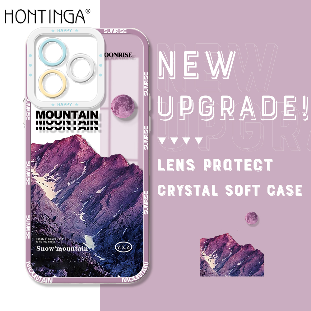 Hontinga for Realme C51 Realme Note 50 Back Cover Sunrise Mountain Camera Protection Transparent TPU Soft Phone Case