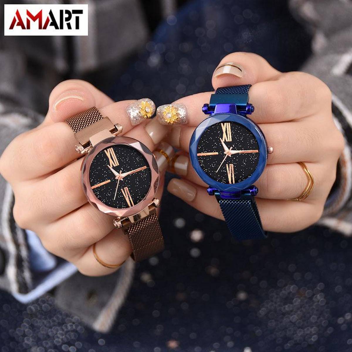 1 Pcs Women Wrist Quartz Watch Fashion Starry Sky with Alloy Strap