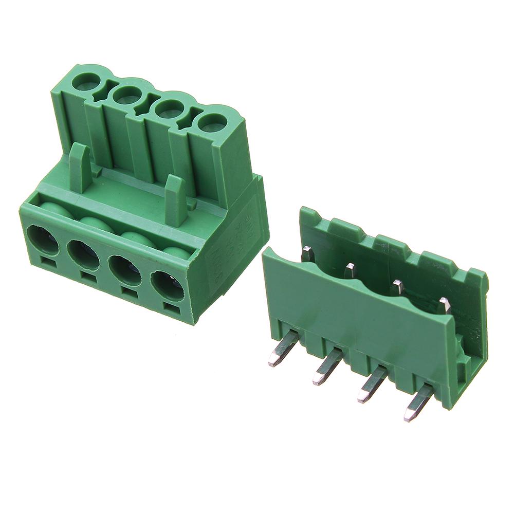 5Pcs Screw Terminal Block 4 Pin 5.08mm Pitch Male Female Plug-in L Type Right Angle Connector Screw Terminal PCB Audio Video Accessories. 