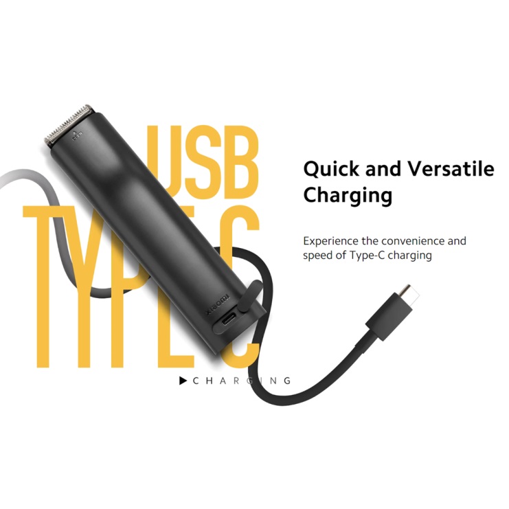 Xiaomi 2C Beard Trimmer Stainless Steel Blade IPX7 Waterproof Large 800mAh Battery Up to 90 Minutes Continuous Use 0.5mm Precision 40 Length Settings USB Type C Charging Safety Lock Feature Trimmer for Men and Women. 