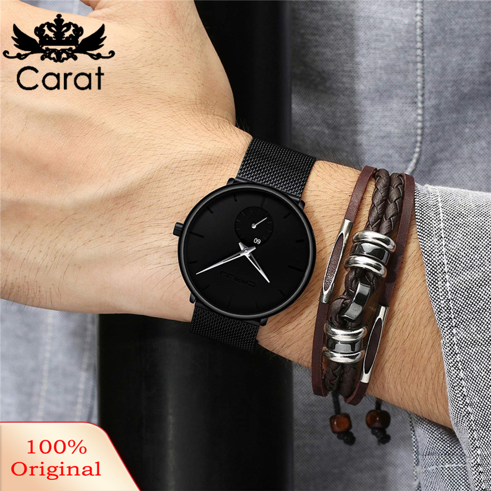 CRRJU Men Fashion Round Dial Alloy Band No Numbers Analog Quartz Wrist Watch. 