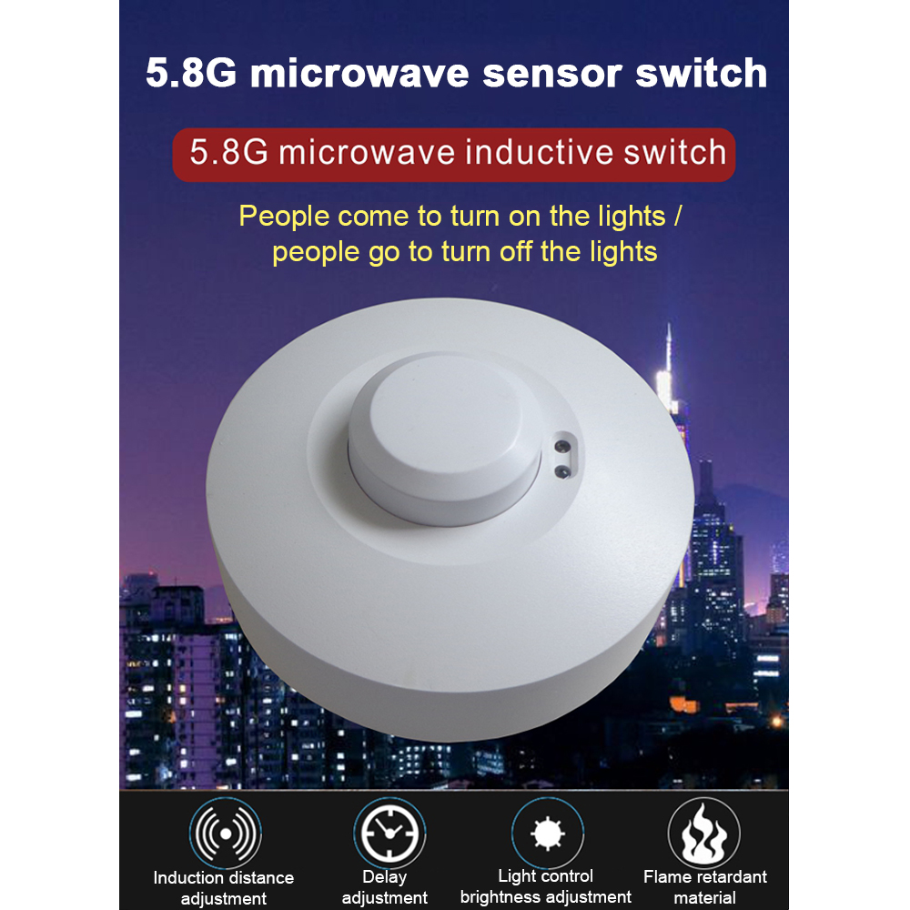 5.8G Embedded Ceiling Microwave Radar Sensor Switch AC85-250V Automatic Induction Sensor Body Motion Detector 5.8GHz Sensor