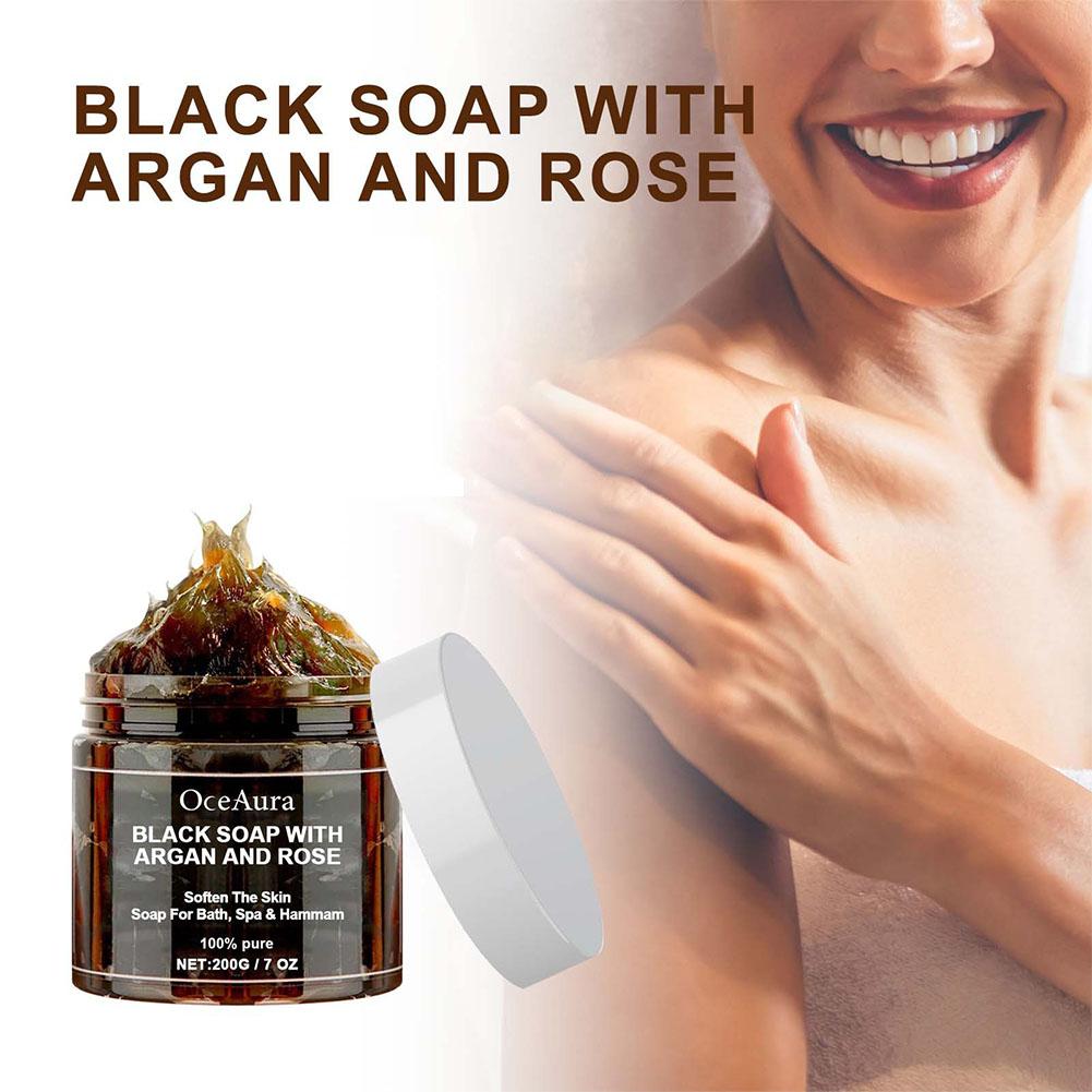 200g Black Beldi Soap With Argan And Rose Zawina Morocco Black Beldi Soap Moisturizing Body Remove Acne Skin Care. 