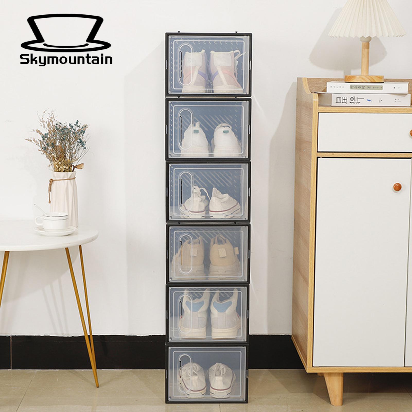 High Heel Storage Box Stackable Clear Shoe Box Organizer for Closet Space Saving Container with Lid less Than. 