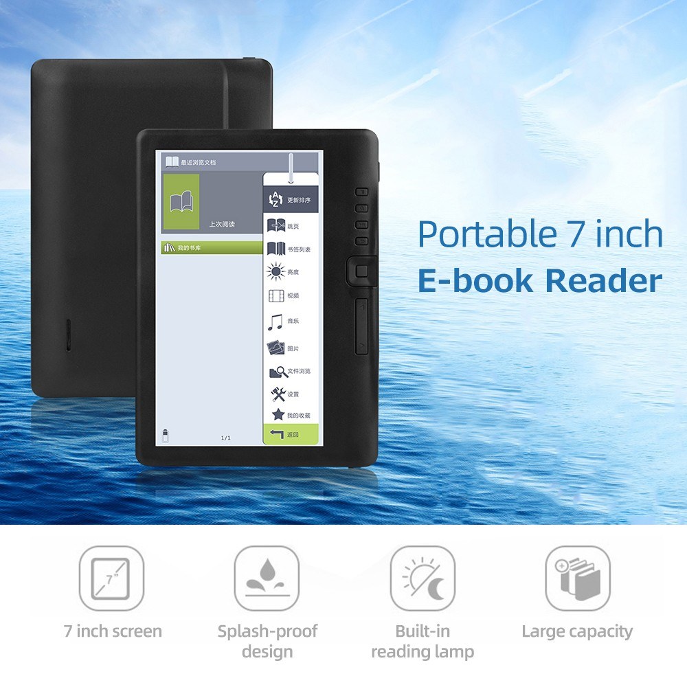7-inch e-book reader with 8GB memory and long battery life. 