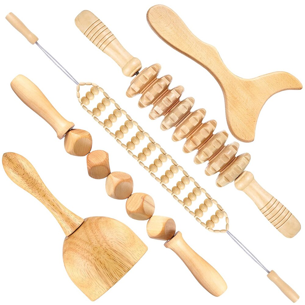 Tcare 1 Set Wooden Body Massage Tool Reflexology Acupuncture Thai Massage Rollers Therapy Meridians Scrap Lymphatic Health Care. 