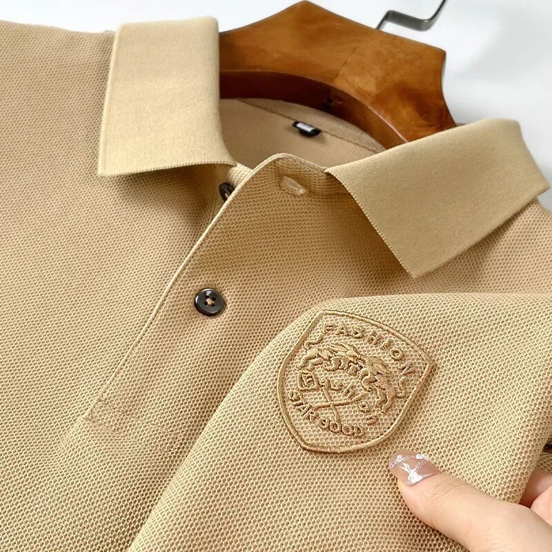 Hight Quality Horse Badge Embroidery Men's Polo Shirt Winter Long Sleeve Business Casual Man Polo Shirts From Luxury Brands. 