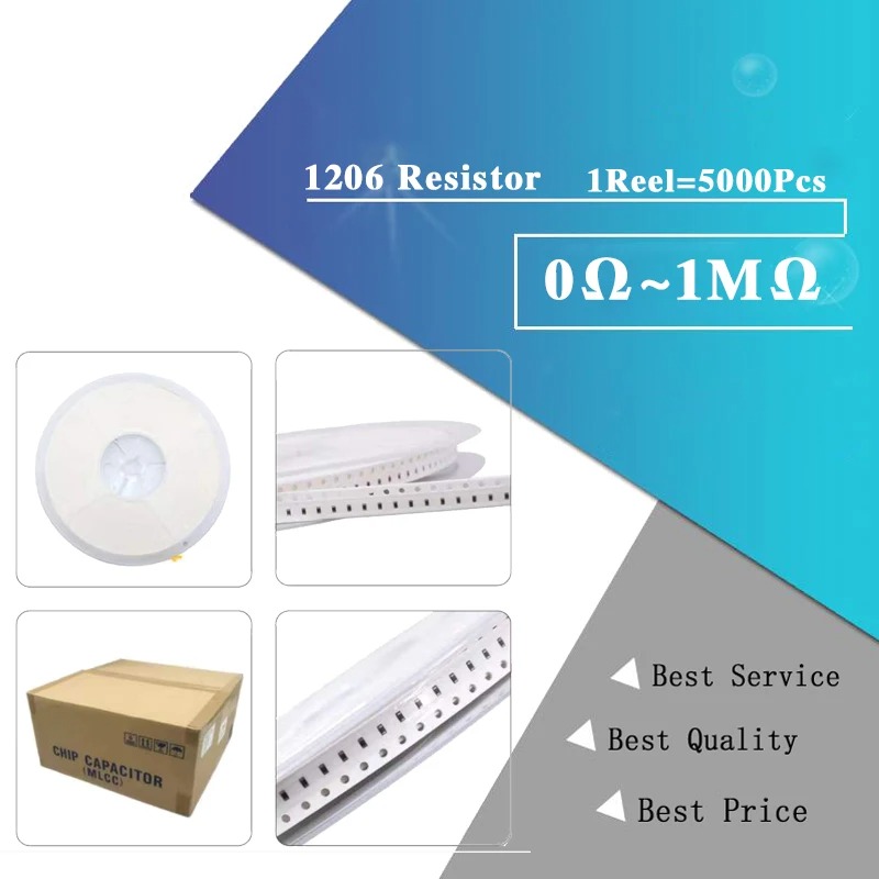5000Pcs 1206 0R ~ 10M SMD resistor 1/2W 0 1 10 100 150 220 330 ohm 1K 2.2K 10K 100K 0R 1R 10R 100R 150R 220R 330R ohm 5%. 
