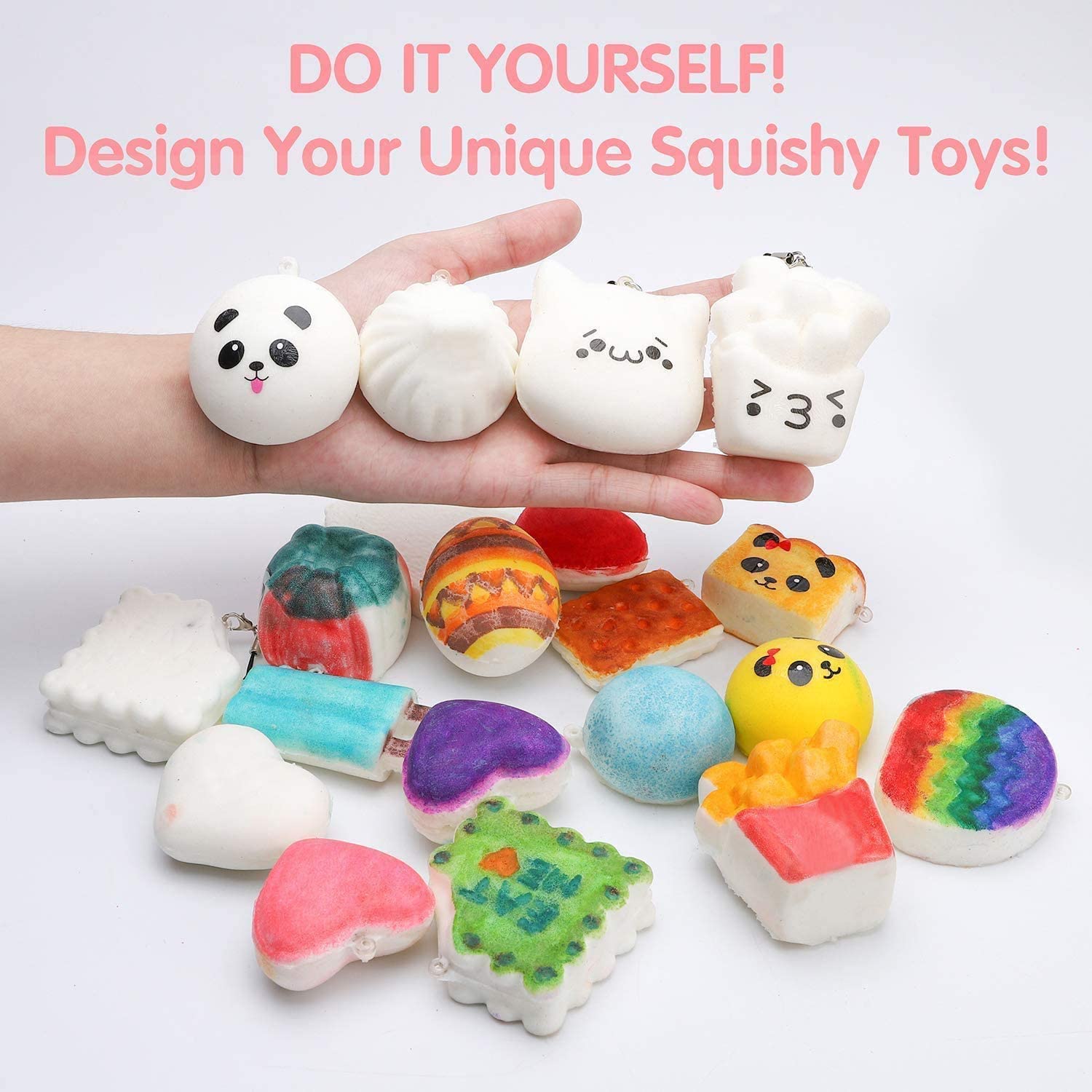 【VisioN Shop】10Pcs DIY Mini Squeeze Toys Food Squishies Bread Toys Keychains With Colorful Cream Scented Kawaii Simulation. 