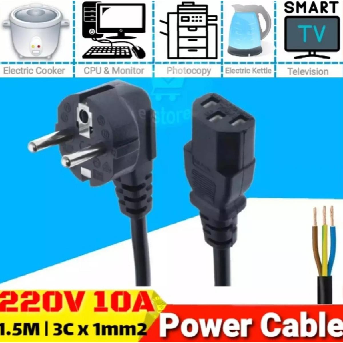 Power Cable Cord Eu 3 Prongs 1.5 Meter 2 Plug Ac Power Cord For