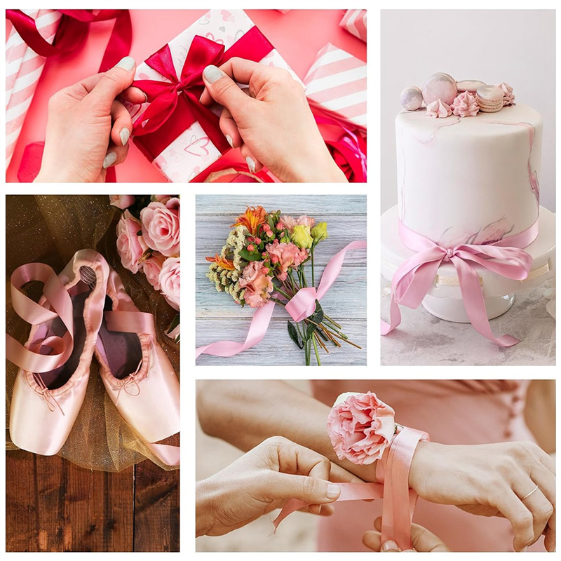 Red Ribbon 1 1/2Inch, 25 Yards Satin Craft Ribbon, Single Face Polyester Silk Hair Ribbon, Fabric Ribbon for Bouquets. 