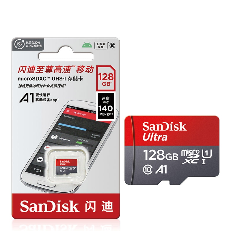 SanDisk Memory Card 128GB 64GB 32GB A1 Micro SD Card Class 10 UHS-1 TF Flash Card for Samrtphone/PC. 