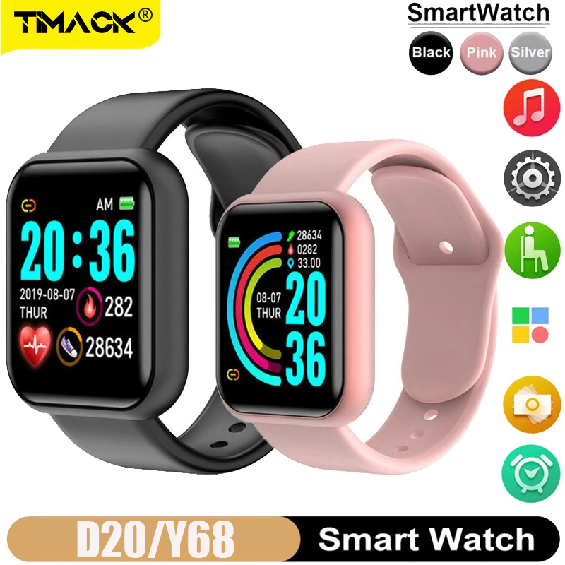 TimackÂ® D20 Bluetooth Smart Watch boys and girls Waterproof Sport Fitness Tracker Smart Bracelet Blood Pressure Heart Rate Monitor Y68 Smartwatch