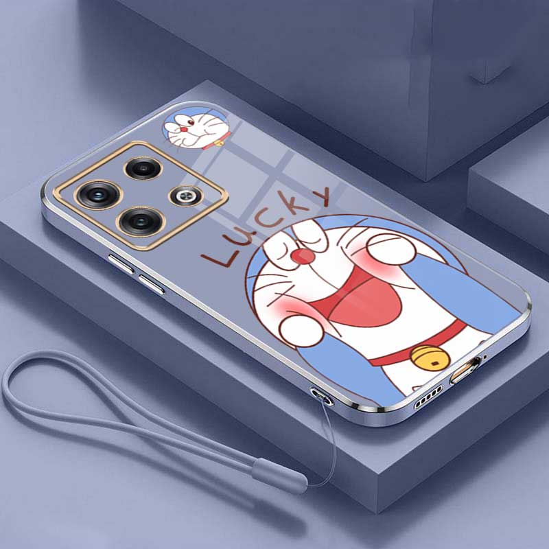Redmi Note 13 Pro+ Plus 5G Note13 Pro Glossy Lucky Doraemon Casing Square Edges Plating Back TPU Soft Case Cover. 