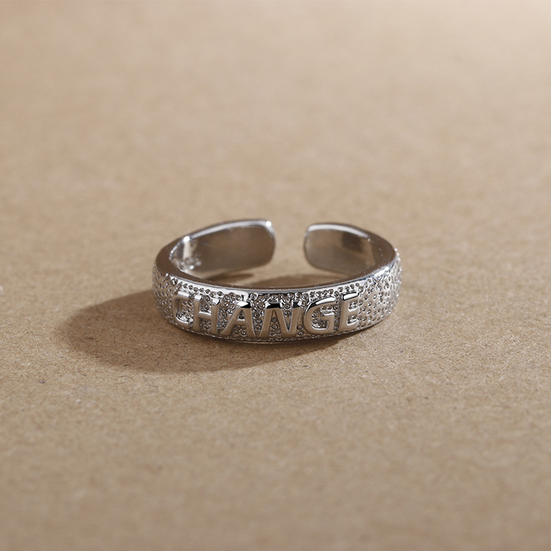 CHANGE change ring men's trend ins style letter index finger ring fashion creative men's single open ring