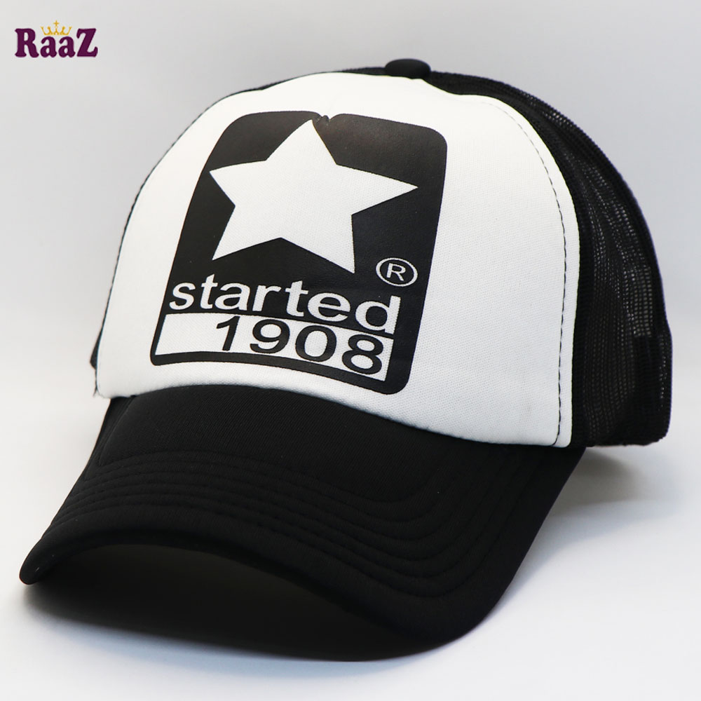 White Front Black Started 1908 Printed Logo Foam Net Cap. 