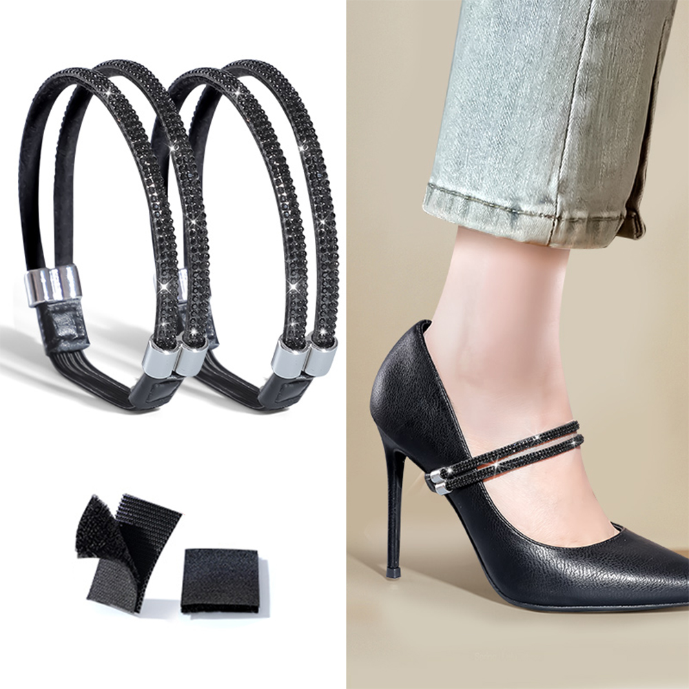 【7Rings Store】（NEW）Anti-falling Heel Harness High Heels Not Follow The Free Installation Straps Multi-coloured With Diamond Elastic Fixed Belt. 