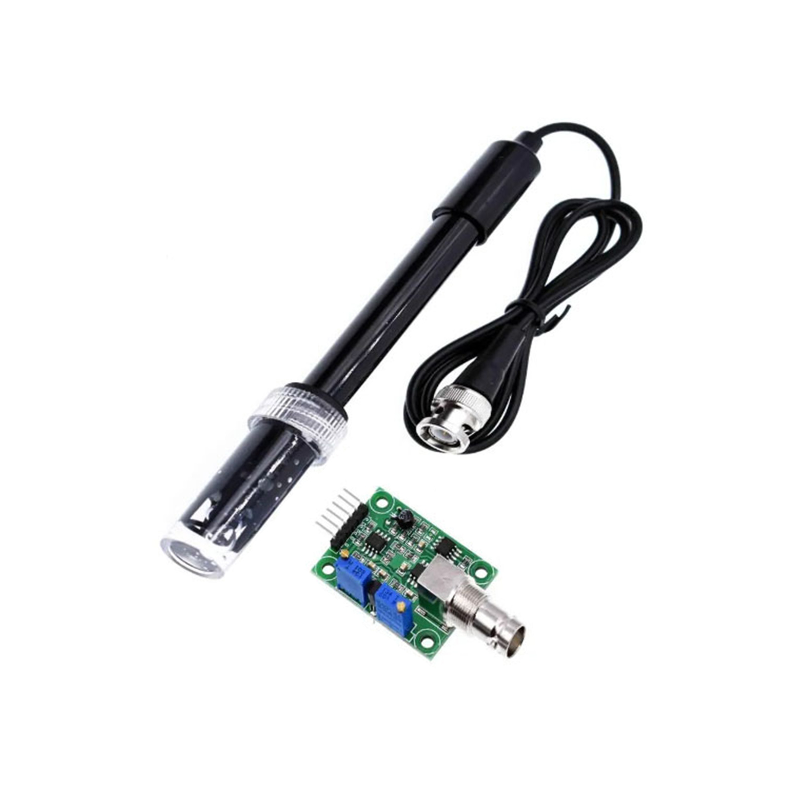 PH0-14 Value Detect Sensor Module + PH Electrode Probe BNC with Cable PH Value Detector for Aquariums, Hydroponics, Laboratory. 