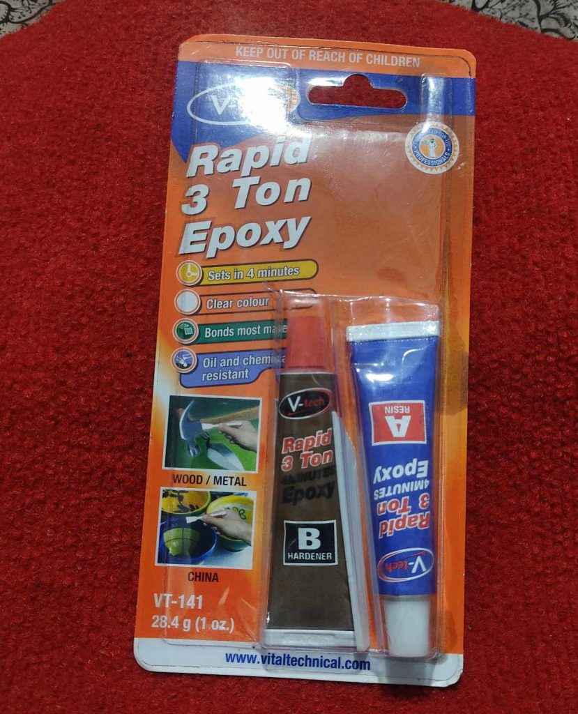 VT-141 Vtech Rapid 3 Ton 4 Minutes Epoxy Clear 28.4gm 4 Minute Negative Positive Epoxy V-TECH RAPID 3 TON EPOXY Adhesives AB Epoxy Adhesives A Resin B Hardener. 