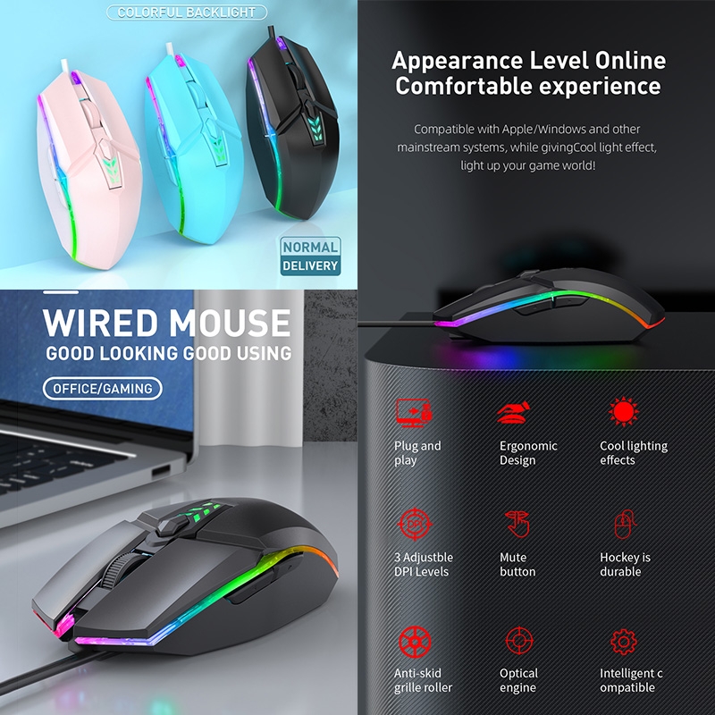 S700 Colorful Light USB Wired Office Gaming Mouse. 