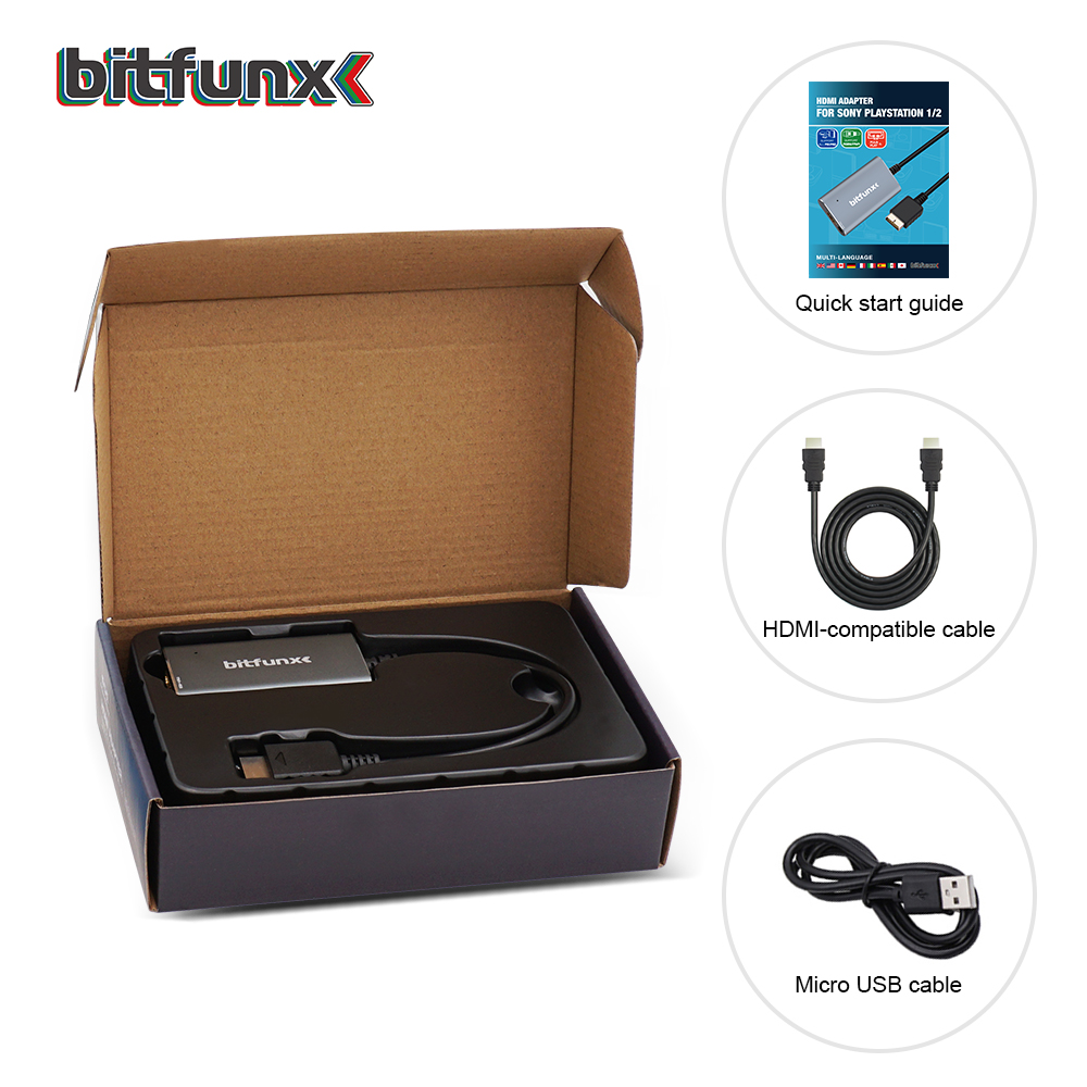 Bitfunx PS2 to HDMI Converter For PS2 PS1 PlayStation 1/2 Game Consoles With RGB to YPbPr Switch. 