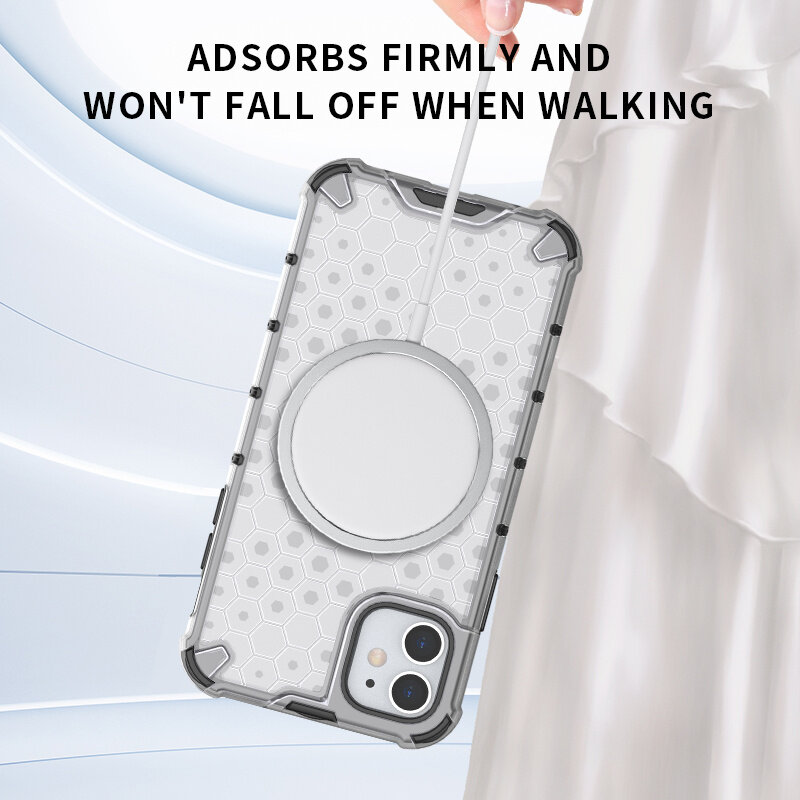 For Apple iPhone 11 Case Honeycomb MagSafe Shockproof Camera Protection Back Cover ip11 casing. 