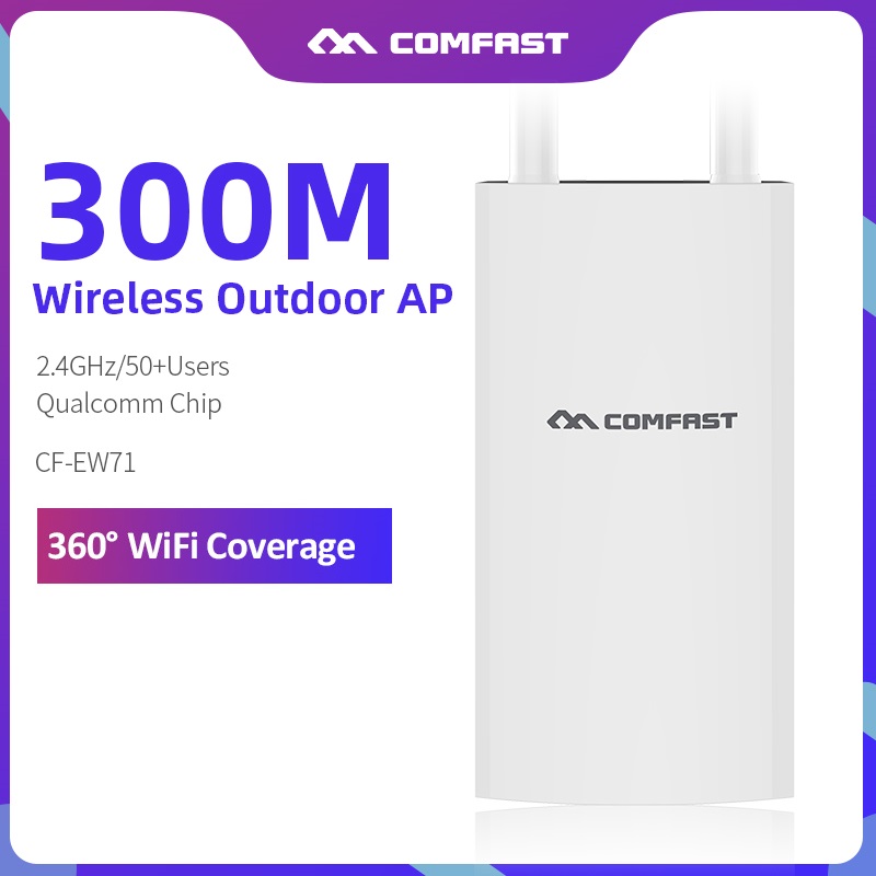 Comfast CF-EW71 2.4GHz Outdoor AP 300Mbps High Power Omnidirectional Coverage Access Point Garden Street Wifi Base Station