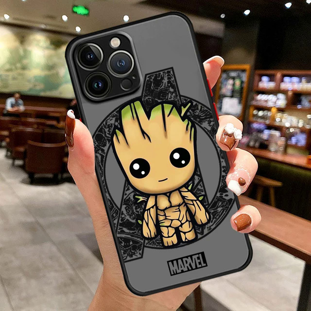 【Healer DingD】 Cartoon Marvel Cute Hero Phone Case For iPhone 15 14 13 12 11 Pro Max mini XS Max XR X 8 Plus SE Frosted Translucent Cover. 