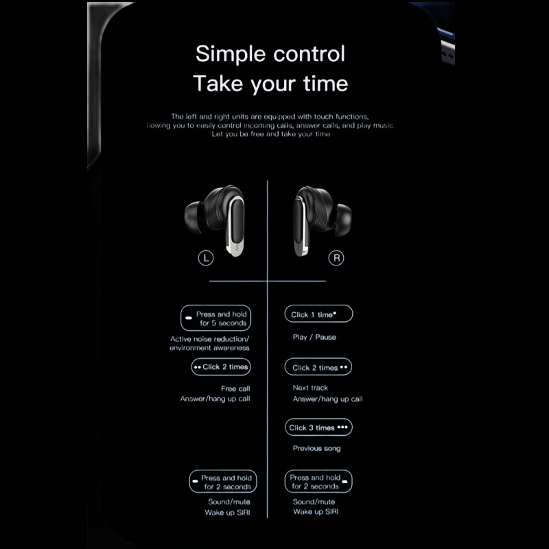 New Design ANC+ENC TWS V8 In-Ear Headphones Noise Cancelling Wireless Earbuds Gaming Compatible Smart Phones Computers Laptop. 