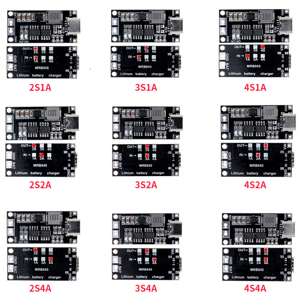 2S 3S 4S Type-C To 8.4V 12.6V 16.8V Step-Up Boost LiPo Polymer Li-Ion Charger 1A 2A 4A Board Module 18650 Lithium Battery. 