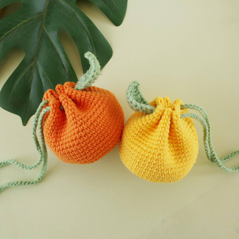 Original ugly orange corset bag Handmade wool knitted coin purse small fresh Own handmade team