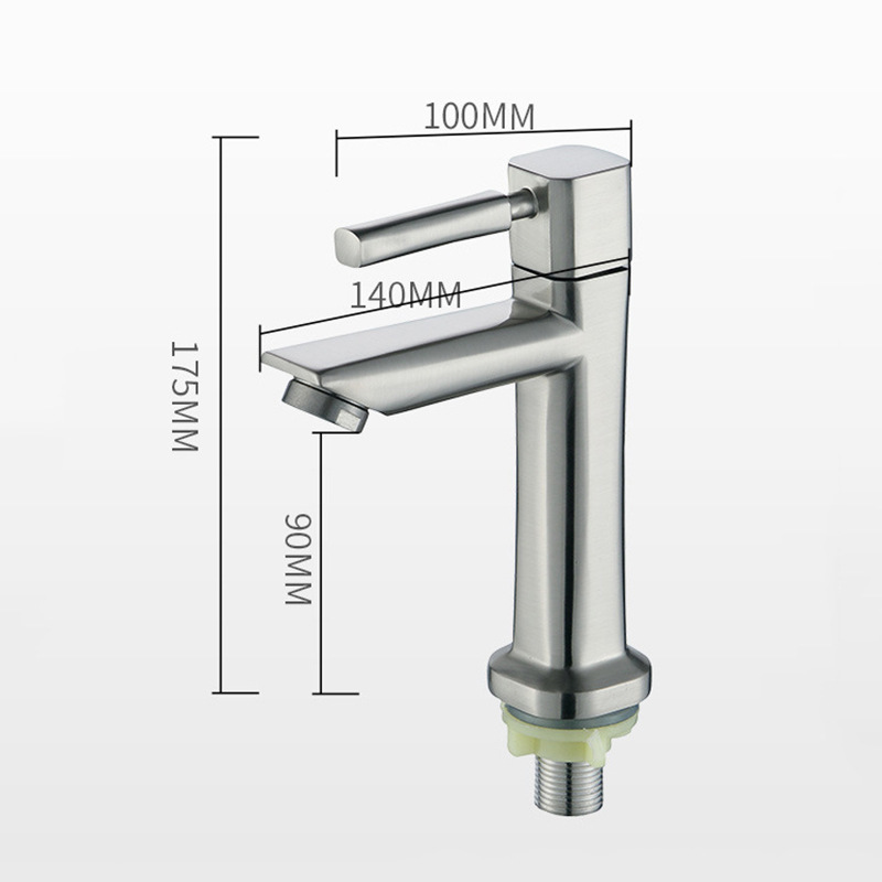 Cross-border export to South America zinc alloy brushed frog vertical faucet four-point quick-opening single cold column basin faucet. 