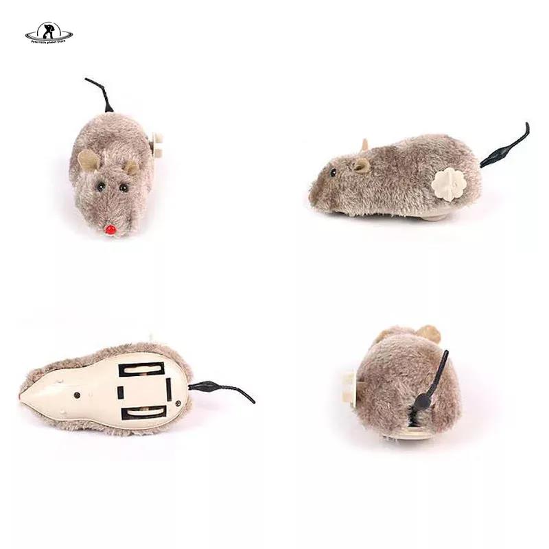 Hot Creative Funny Clockwork Spring Power Plush Mouse Toy Cat Dog Playing Toy Mechanical Motion Rat Pet Accessories Cat Toys. 