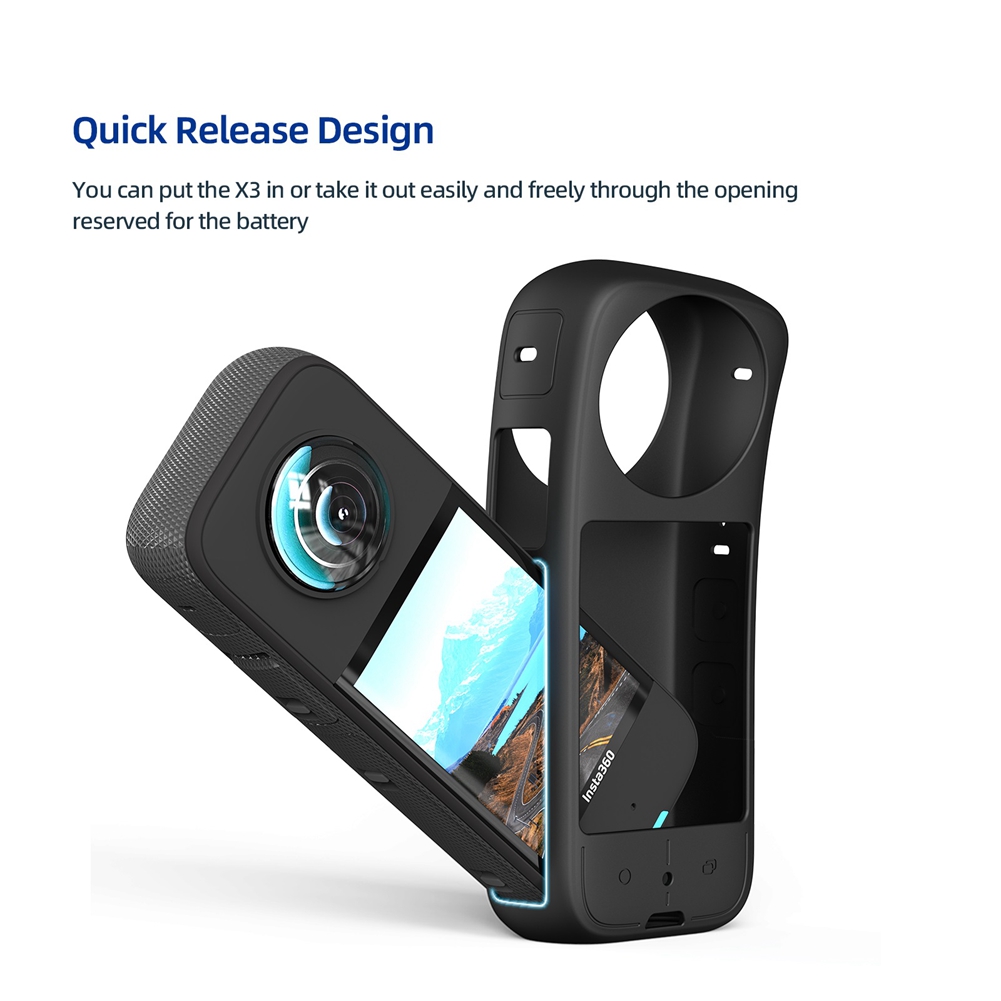 Protective Case for Insta 360 X3 Camera Silicone Case, Black. 