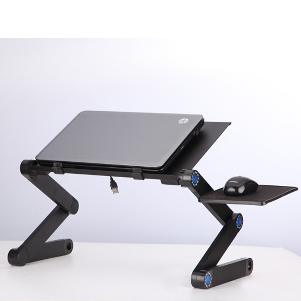 Adjustable Laptop Stand Portable Folding Computer Desk with Side Mount Mouse Pad (Black) folding table for laptop. 