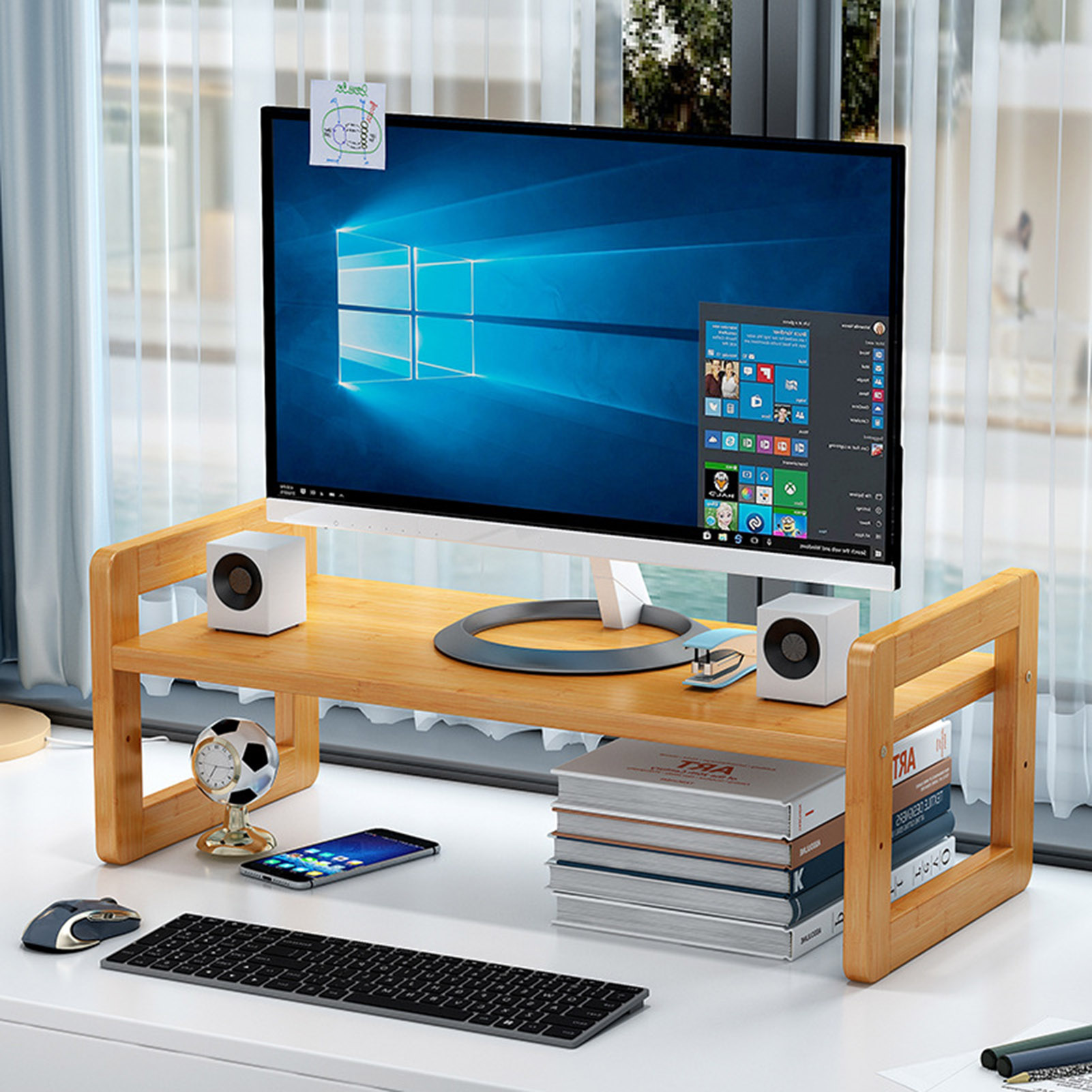 Vividaea Stylish Monitor Stand Wooden Monitor Stand Riser with Sh Strong Ergonomic Design Easy Assembly Elted Rk Ideal for Storage Rk. 