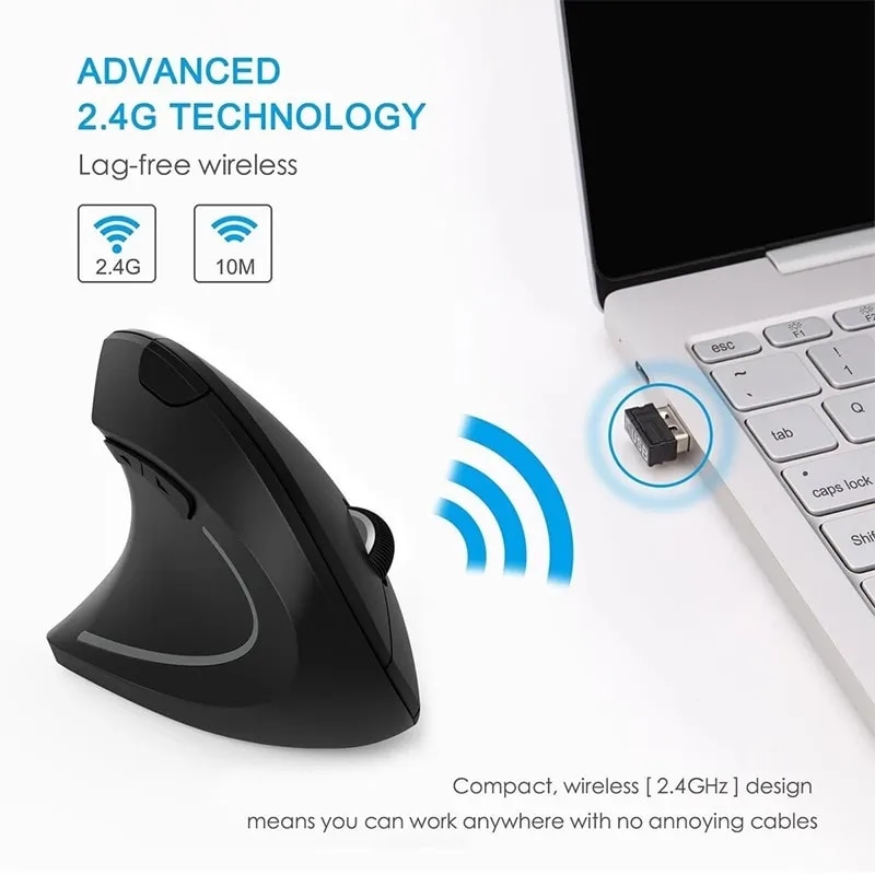 3 DPI 2.4G Wireless Vertical Mouse White /black 6 Buttons Mouse for Windows/Mac/Chromebook/Linux/Notebook/Laptop/Computer. 