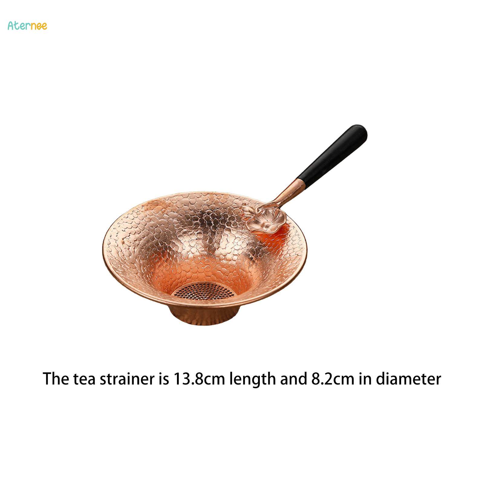 Copper Tea Strainer Tea Leaking Reusable Tea Colander with Handle Chinese Traditional Tea Infuser. 