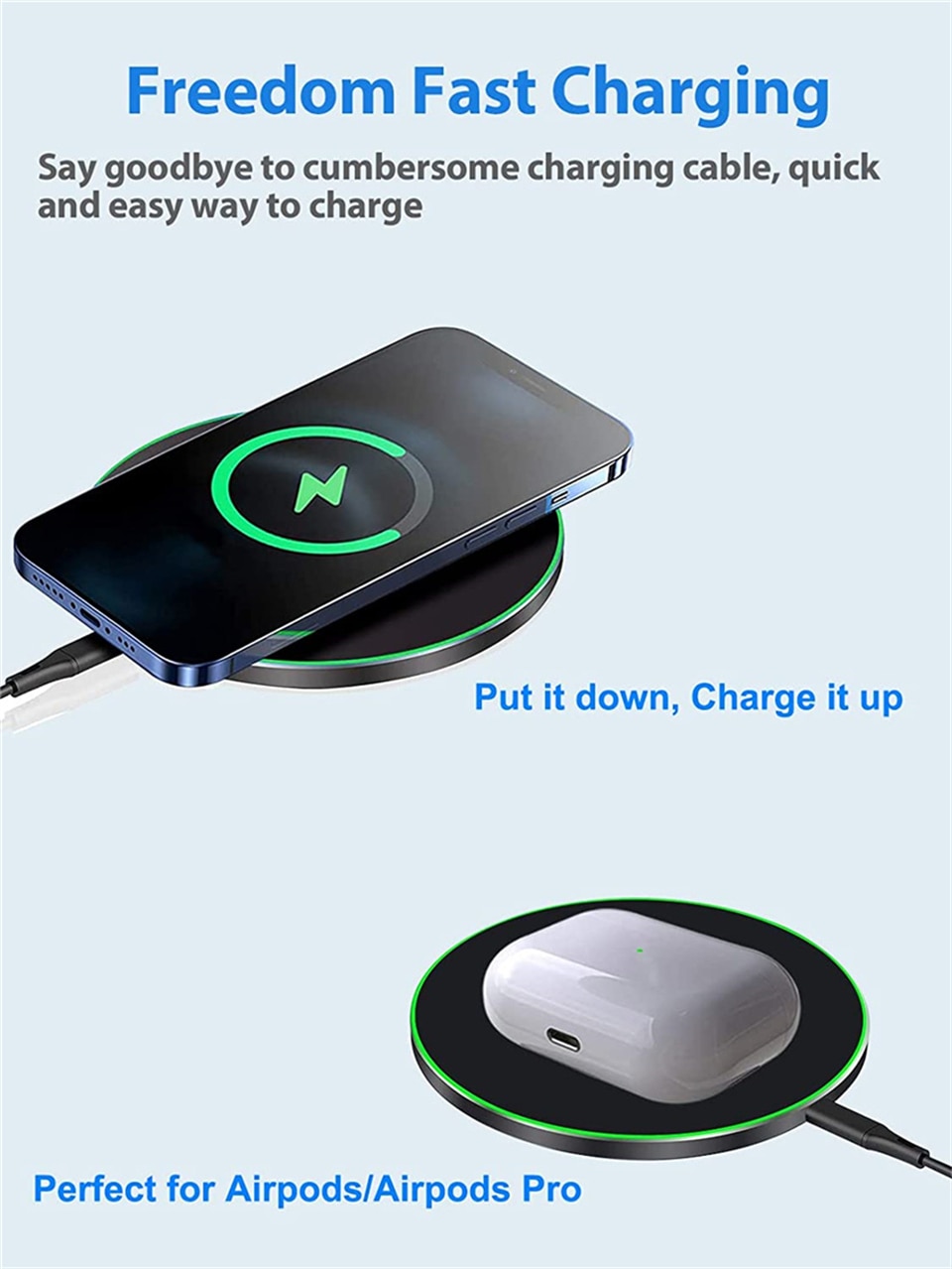 50W Fast Wireless Charger Pad For iPhone 14 13 Xiaomi Huawei Doogee Samsung Mobile Phone Charger Wireless Charging Dock Station. 