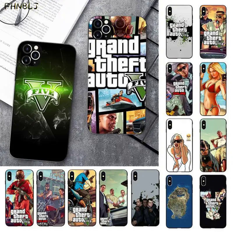 CBI GTA 5 grand black soft shell phone case Capa for iPhone 13 12pro Max 11 pro XS Max 8 7 6 6s Plus X 5 5S se 2020 XR