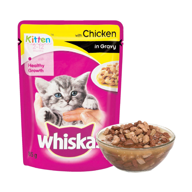 WHISKAS Wet Cat Food Kitten Chicken Pouches Gravy