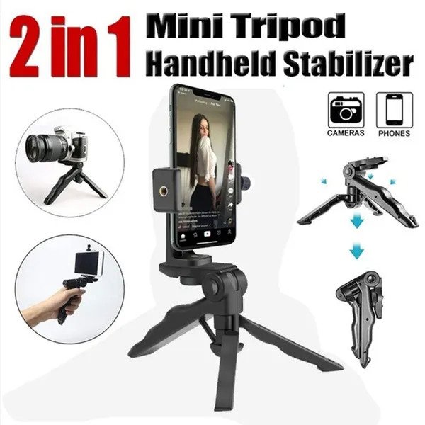 Live Streaming / Vlog Mount Video Phone Tripod Holder Mini And Live Set For Professional Photo Video Camera Phone Handheld Stabilizer Hand Grip Tripod. 