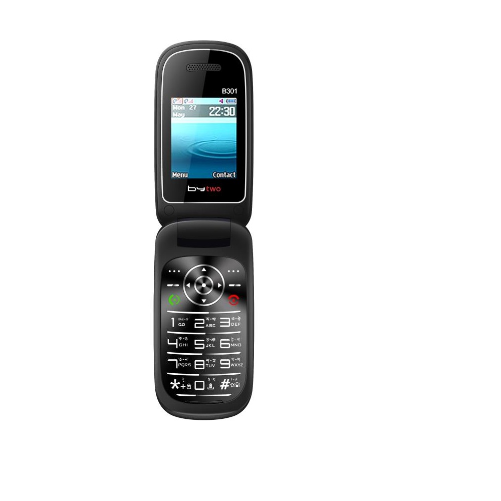 bytwo b301 folding feature phone with 30 days replacement guarantee 1 years warranty. 